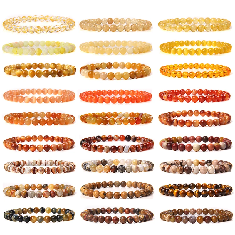 Yellow Gold Color Bracelet Gifts Healing Natural Crystal Quartz Citrines Agates Gem Beaded Stone Bracelets Jewelry Party Yoga