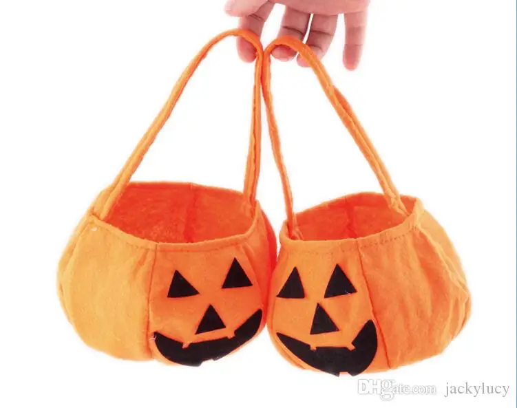 

Halloween Props Trick or Treat Pumpkin Candy Bag Basket Cute Smile Face Children Non-woven Gift Handhold Pouch Bag Party Decor