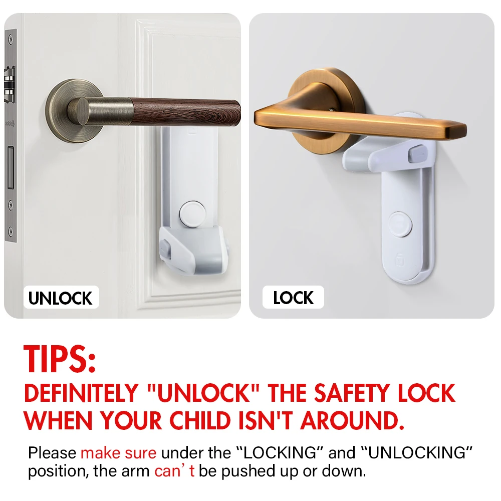 EUDEMON Door Lever Lock, Baby Proofing Door Handle Lock,Childproofing Door Knob Lock Easy to Install and Use 3M VHB Adhesive