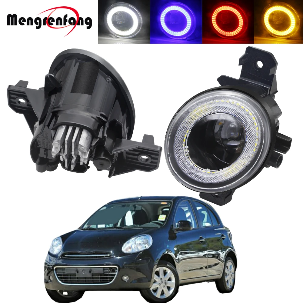 2in1 Car LED Fog Light Assembly Angel Eye Daytime Running Lamp DRL H11 12V For Nissan Micra March 4/IV (K13) Hatchback 2010-2018