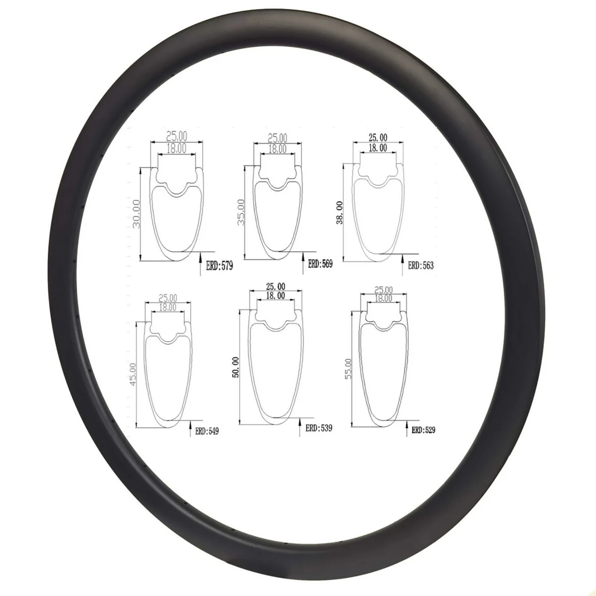 

Road Carbon Disc Rims 30mm 35mm 38mm 45mm 50mm 55mm 60mm 700C Clincher Tubeless Super Light