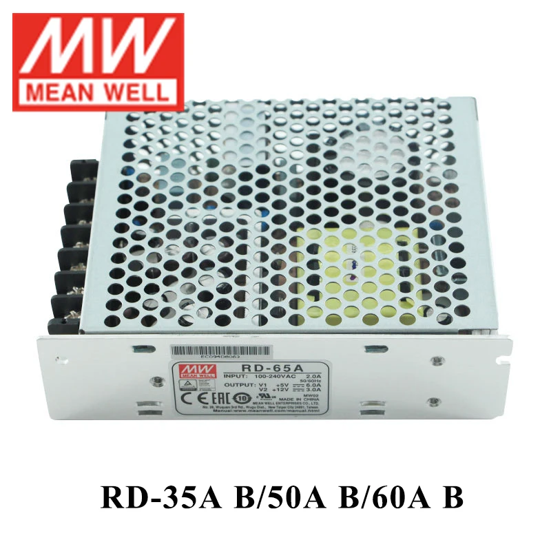 

MEANWEL RD Series RD 35A 35B 50A 50B 65A 65B 125A Dual Output Switching Power Supply AC To DC 5V 12V 24V Adapter