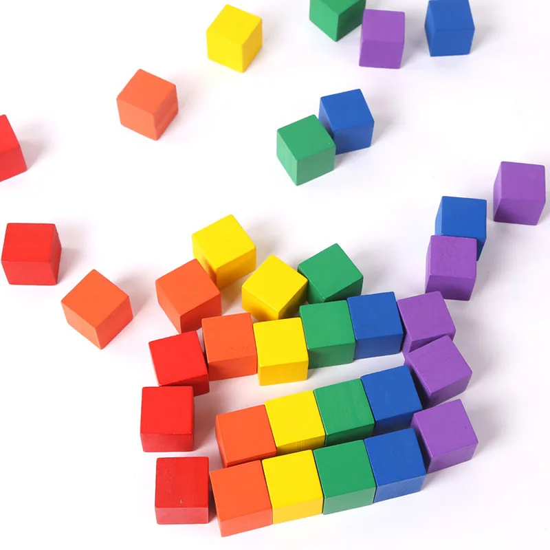 30/50PCS 2CM Wooden Cubes Building Block Toys For Children Montessori Color Shape Cognize Learning Educational Toys Baby Block