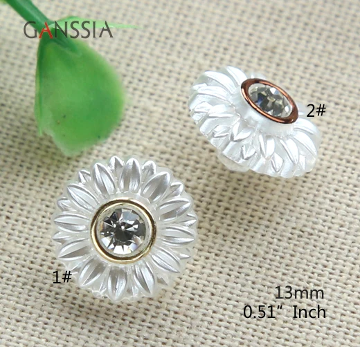 20pcs/lot Size:13mm Button Exquisite Rhinestone Flower Crystal Diamond Buttons Resin Shirt Button Decoration(SS-2402)