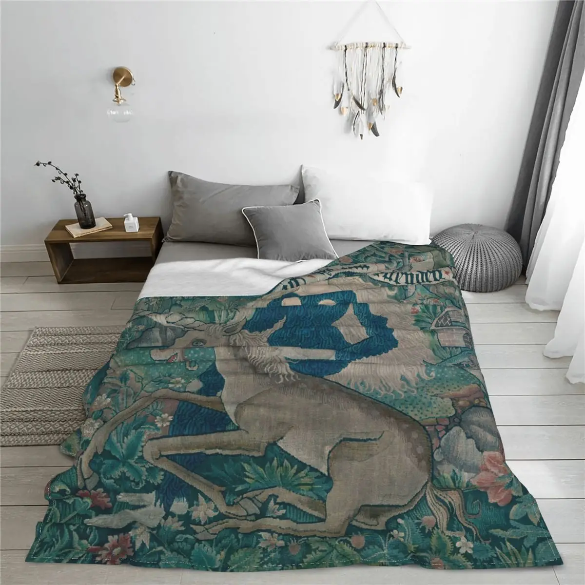 The Lady And The Unicorn Velvet Throw Blankets Medieval Renaissance Blankets for Home Travel Super Soft Bedspread