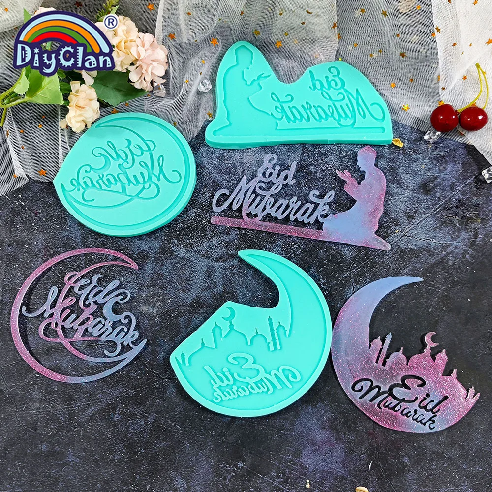 10 Styles Ramadan Fondant Silicone Mold For Muslim Eid Mubarak Decoration Chocolate Resin Gypsum DIY Handmade Making Mould