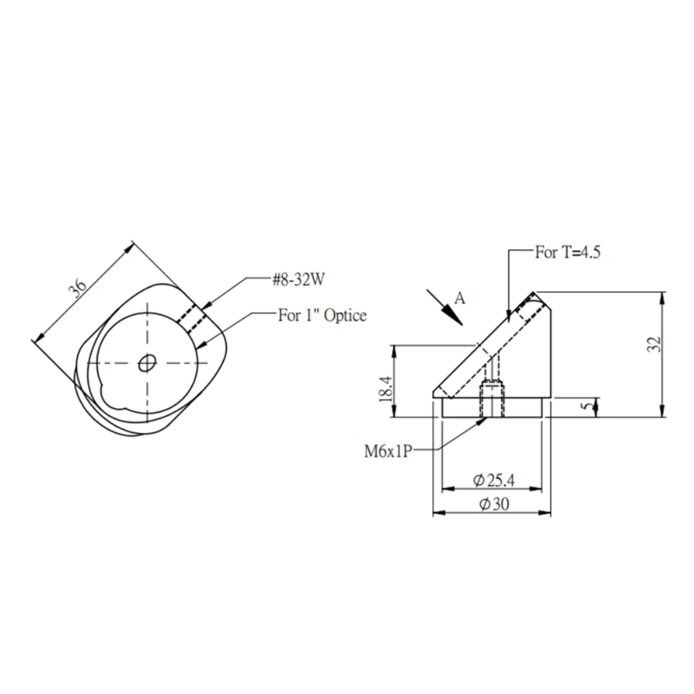 45 ° fixed frame Clamping D25.4mm physical optics Laser mirror bracket Optical experiment Optical experiment