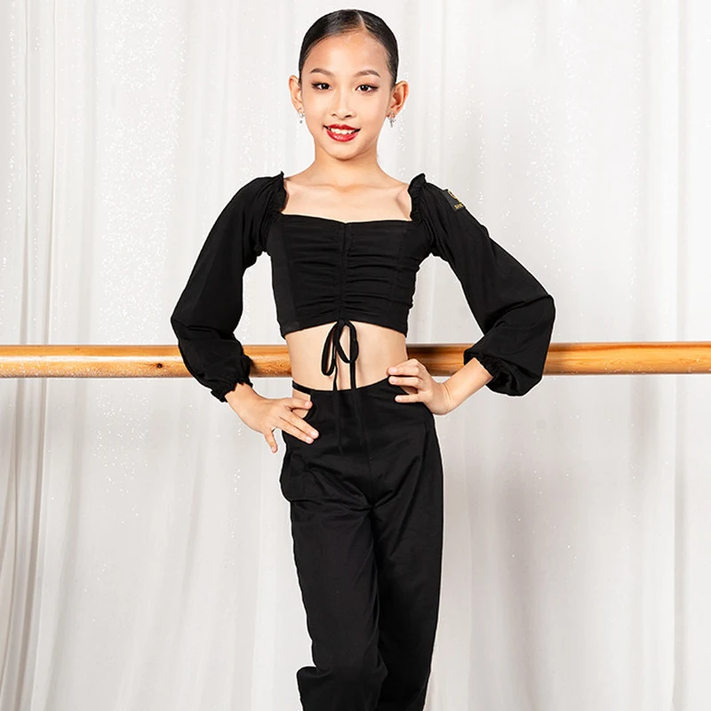 

Latin Dance Tops Girls Tango Dance Outfit Salsa Dancewear Long Sleeve Ballroom Practice Wear Stage Costume Samba Clothes JL3834