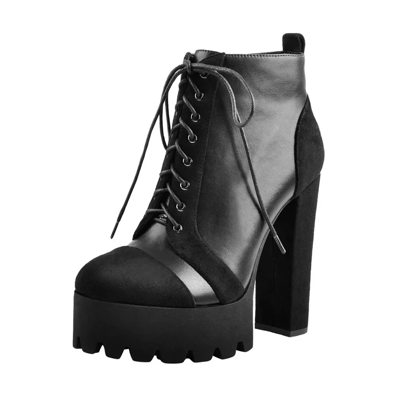 Onlymaker Women Platform Ankle Boots Black 4