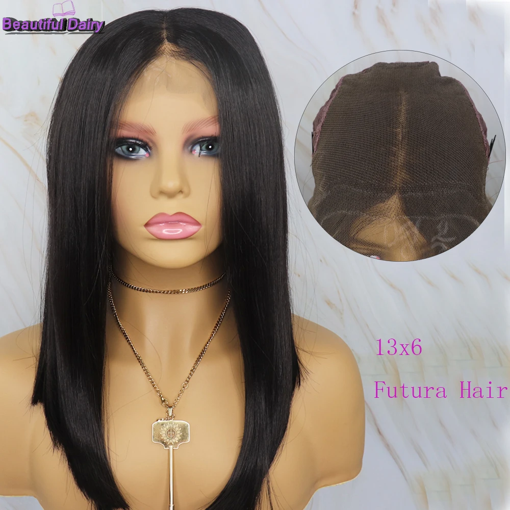 Beautiful Diary Straight Short Bob Wigs 13x6 Synthetic Lace Front Wigs For Women Heat Resisitant Black Wigs Gluesless Wigs