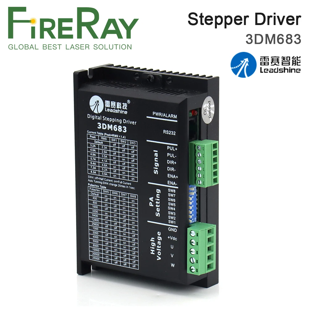 FireRay Leadshine 3 Phase Stepper Driver 3DM683 with 57 Serial Step Motor Driver for CO2 Laser Engraving Cutting Machine Match