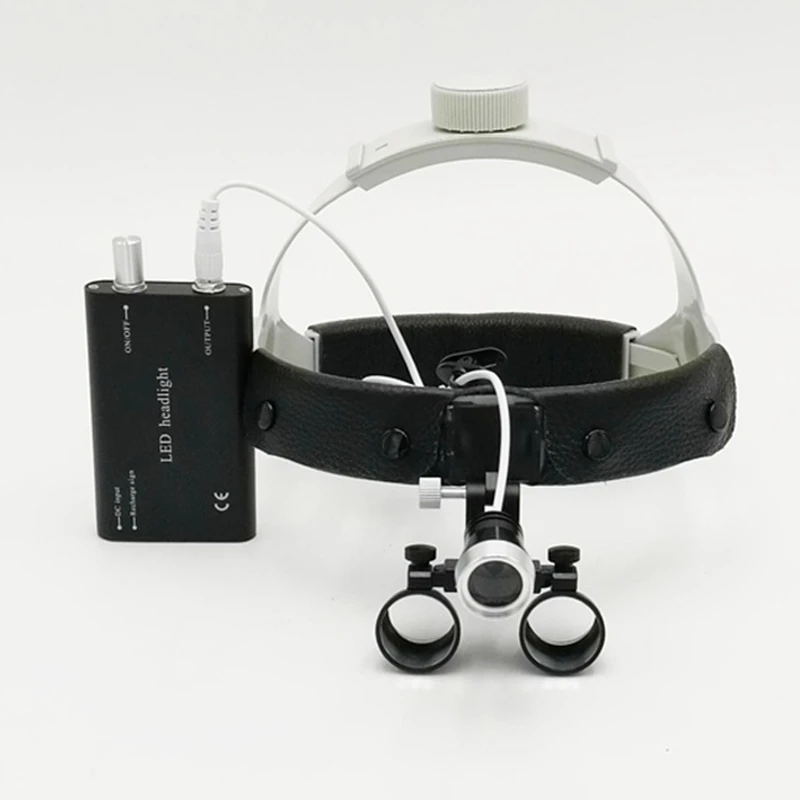 Lupas dentales binoculares 2.5X / 3.5X con faro médico, lupa para casco quirúrgico para operación de odontología