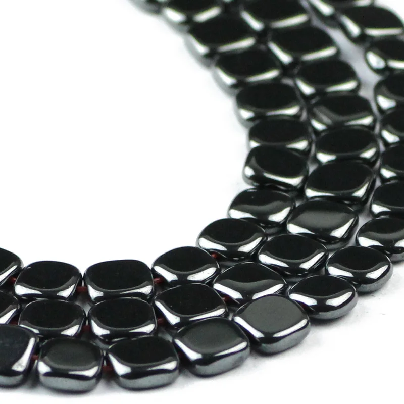3/4/6/8MM Flat Square Black Hematite Natural Stone Spacer Charm Loose Beads For Jewelry Making Bracelet Necklace DIY Accessories