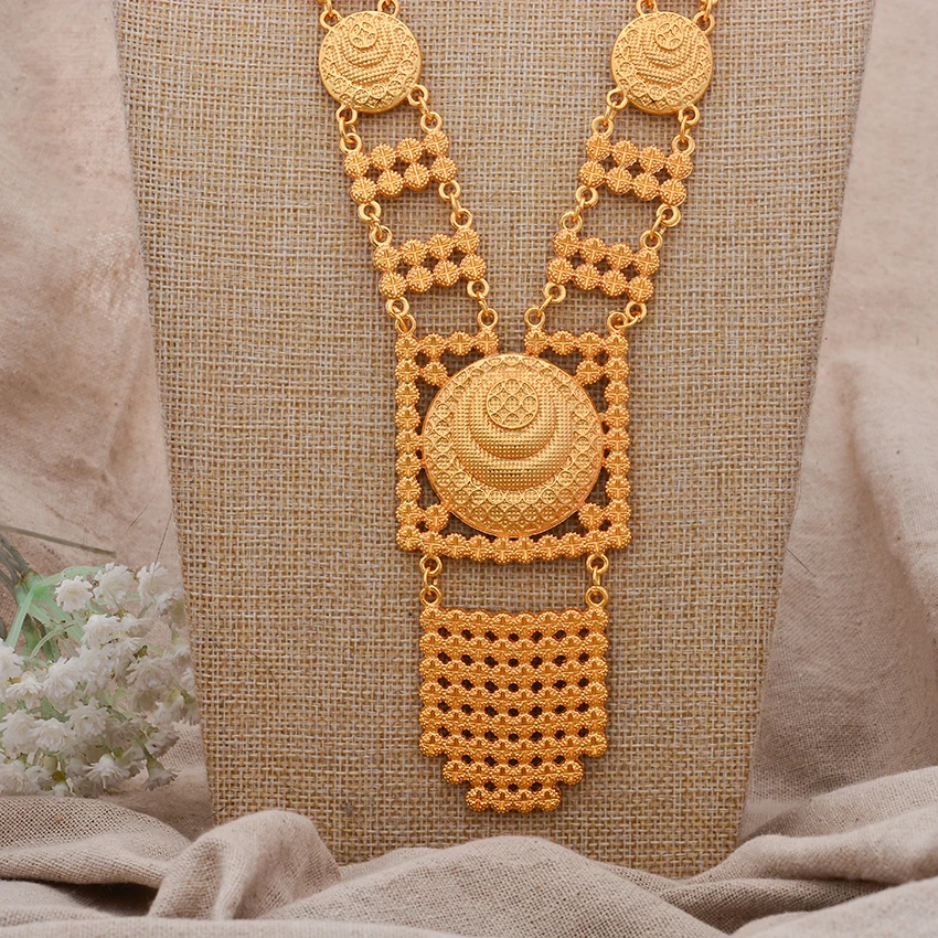 Dubai African Jewelry Sets for Women Girls Arabic Indian Jewelry Gold Color Wedding Jewelry Set