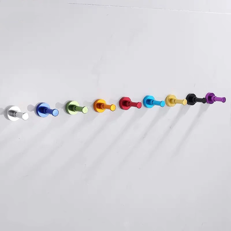 Clothes Hooks Black/Gold/Blue Space Aluminum Single Hooks Multi-Color Decorative Hook Kitchen Wall Hanger Hook Bathroom Hardware