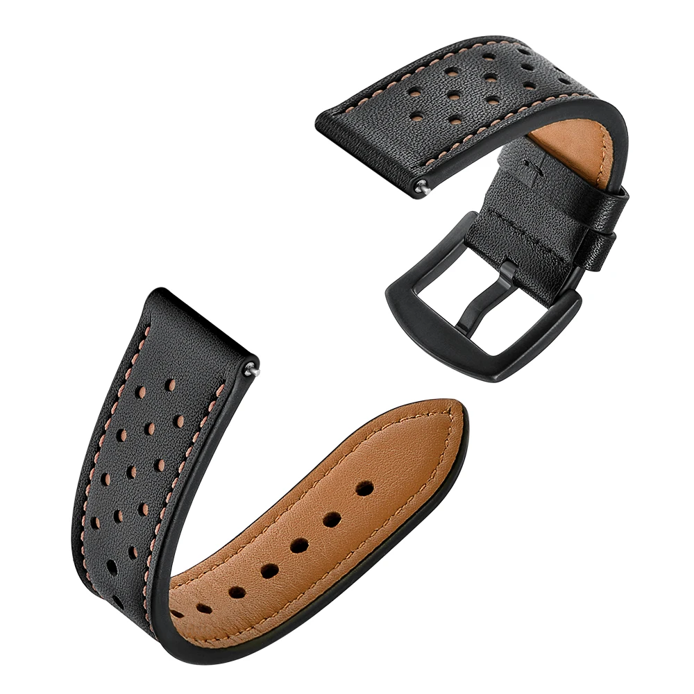 Leather Strap Compatible with HUAWEI WATCH GT 3 46mm 42mm GT3 / GT Runner / GT 2 Pro GT2 Band Wristband Watchband Brown/Black