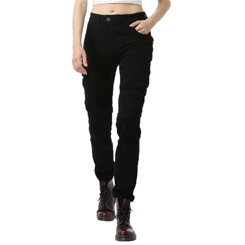 Hot Sale Black Motorcycle Pants Green Moto Jeans Woman Boyfriends Motorcycle Leisure Women\'s Jeans Blue Riding High Waist Jeans