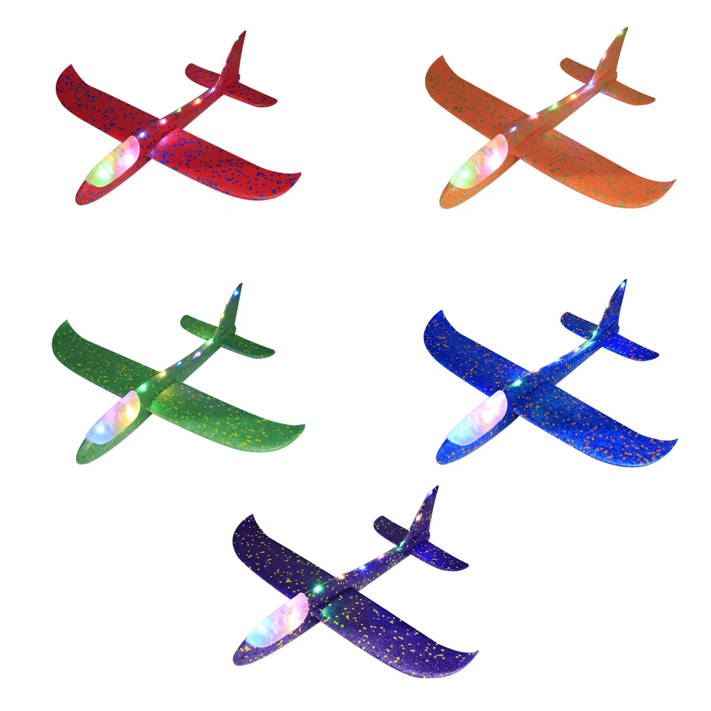 48CM Night Light Hand Throw Flickering Airplane Foam Launch Fly Glider Planes Model Aircraft Outdoor Fun Toys for Children Game