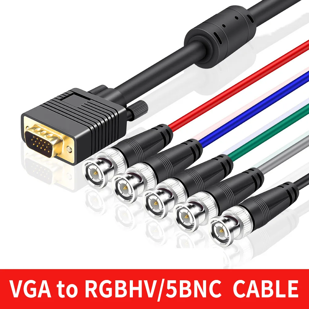 VGA to RGBHV Video HDB15 to 5 BNC RGB Video Cable for HDTV Monitor cable