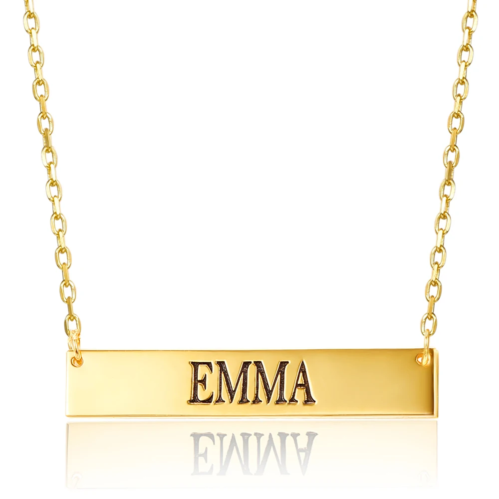 

Personalized Jewelry Gifts Stainless Steel Engraving Rectangle Name Necklace Customized Nameplate Collares Mujer Birthday Gift