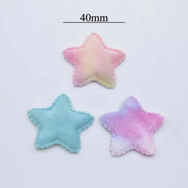 50Pcs 40mm Soft Plush Furry Star Applique for DIY Headdress Hair Clip Bow Decor Accessories Clothes Hat Shoes Sewing Patches