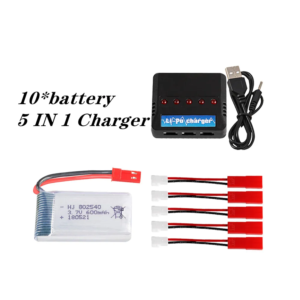 3.7v 600mAh Lipo Battery With Charger For HJ818 HJ819 509W DFDF161 X400 X800 X300C RC Drone Spare Parts 5/10PCS Battery Set