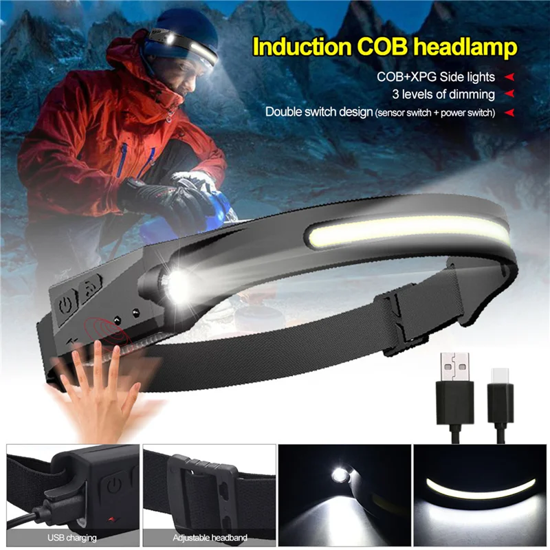 Wide-Beam Headlamp,\\u00a03 Light Modes Lightweight\\u00a0COB\\u00a0Head Lamp Torch\\u00a0for Outdoor, Fishing, Running, Camping