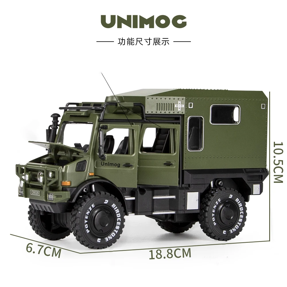 1:32 Unimog U4000 Off-Road Vehicle Alloy Car Model Diecast Toy Vehicle High Simitation Cars Toys For Children Kids Xmas Gifts