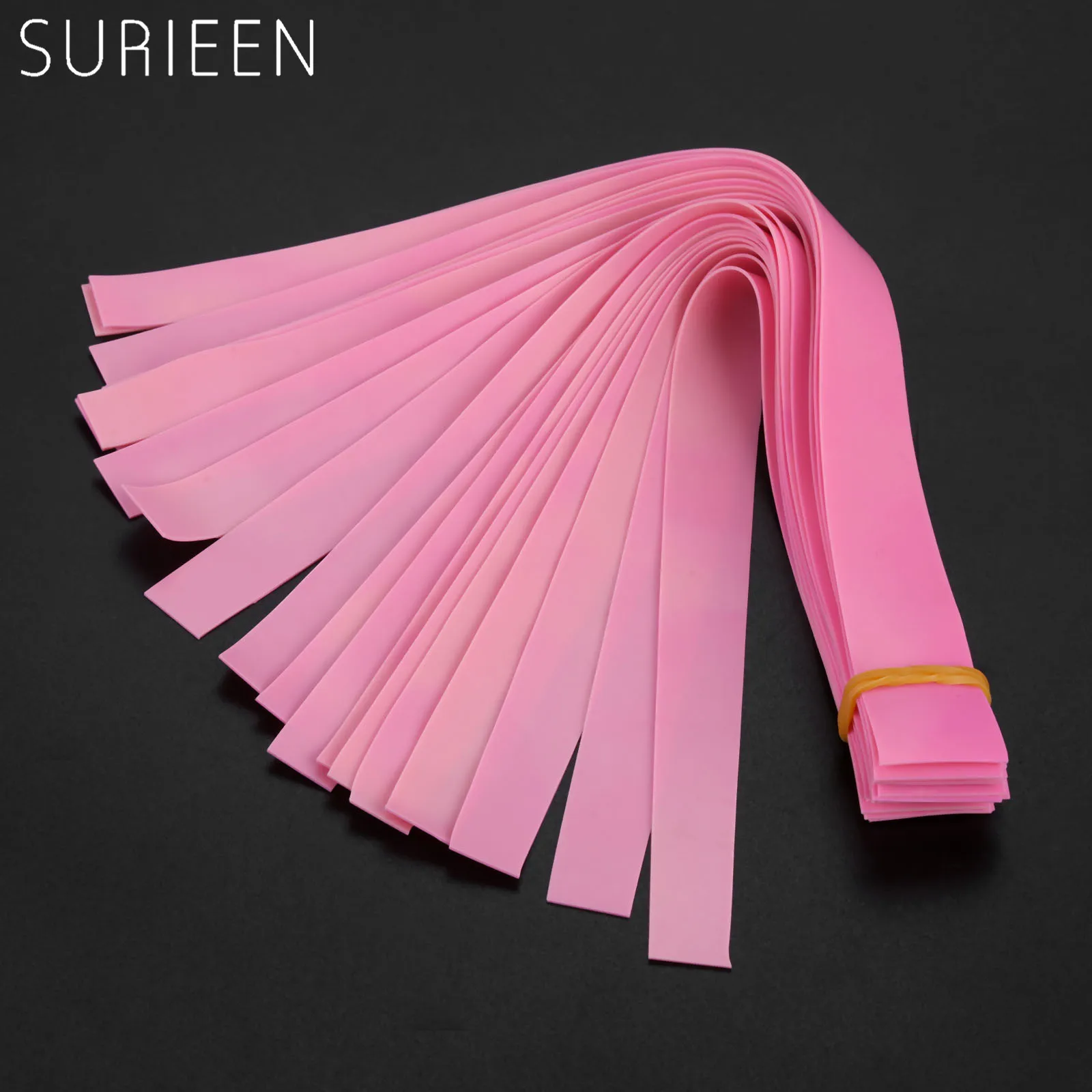 20pcs 0.55mm Thick Natural Latex Slingshots Flat Rubber Bands Strong Elastic Rubber Band Hunting Catapult 20mm/12mm Width Pink