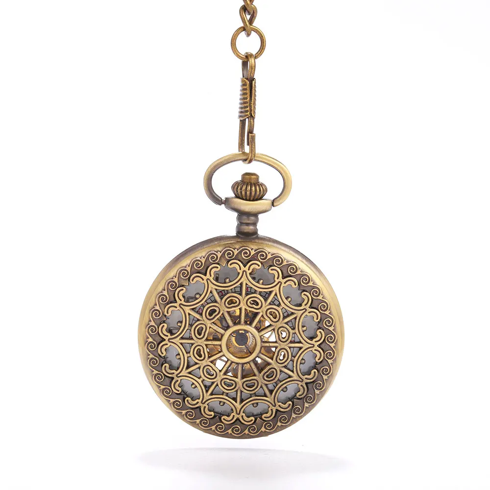 Large pocket watch bronze spider net pocket watch retro pattern personality creative exquisite gift quartz mechanical pocket wat