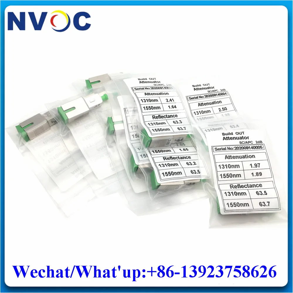 100Pcs 1/2/3/4/5/7/10/15/20dB Single Mode,Simplex,SC/APC SM SX SCAPC Female to Male Fixed Metal Plug Type Fiber Optic Attenuator