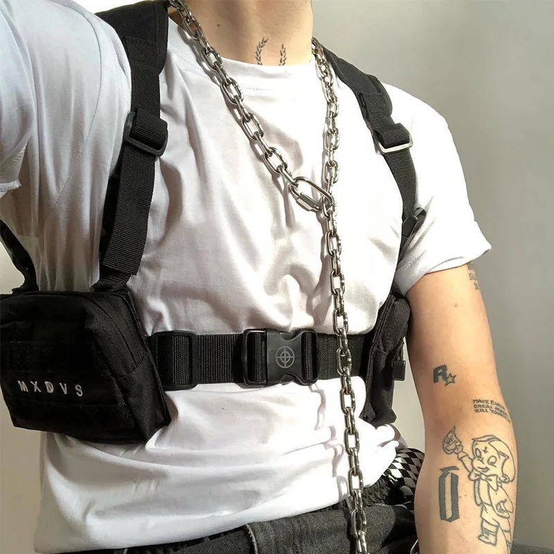 Tactical Unisex Chest Rig Bag Streetwear utensili funzionali da uomo gilet Hip Hop due tasche uomo marsupio Kanye West