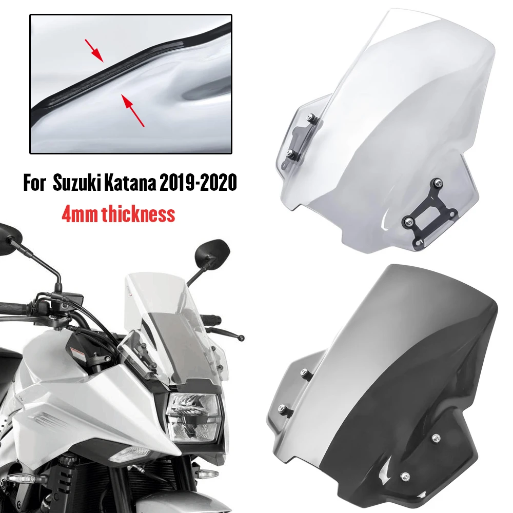 

For Suzuki Katana GSX-S1000S GSXS 1000 S 2019-2022 Motorcycle Touring Windshield WindScreen Double Bubble Wind Deflector Black