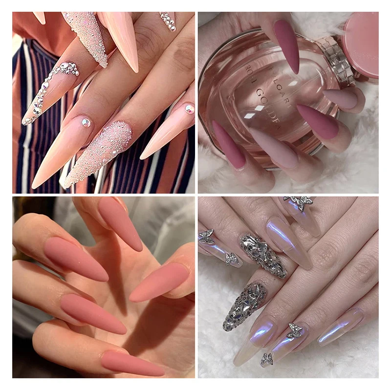 500 Stück Vollabdeckende Kunstgel-Verlängerungsnagelspitzen Stiletto-Coffin-Design Falsche Nagelspitzen für DIY-Maniküre-Zubehör – Detail 5