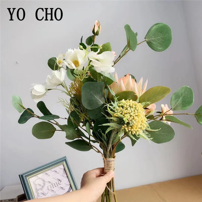 Hình Cho 1 Chùm Protea Cynaroides Tơ Nhân Tạo Hoa Hỗn Hợp Lớn DIY Giả Lụa Họa Tiết Hoa Cho Tiệc Cưới Nhà trang Trí