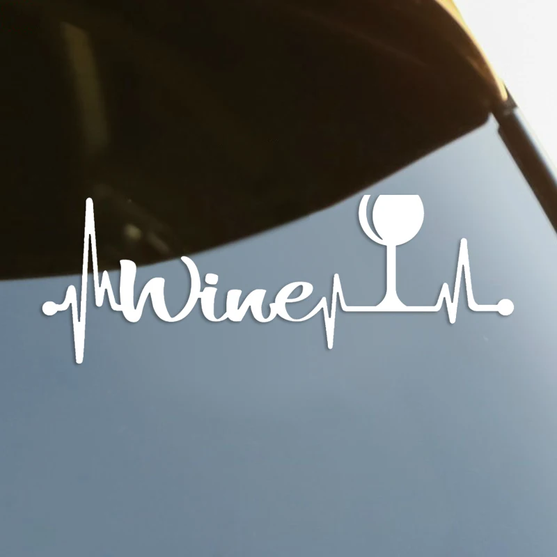 Wine Glass Heartbeat Lifeline Die-Cut Vinyl Decal Car Sticker Waterproof Auto Decors on Car Body Bumper Rear Window #S60274