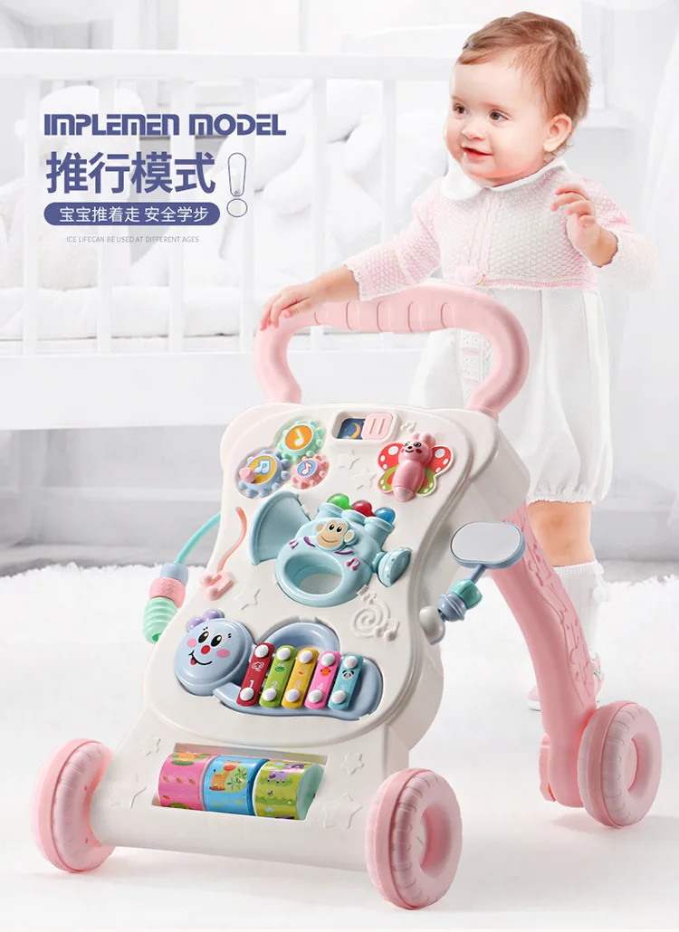 Multifunctional baby walker anti rollover trolley baby child music play adjustable speed walker