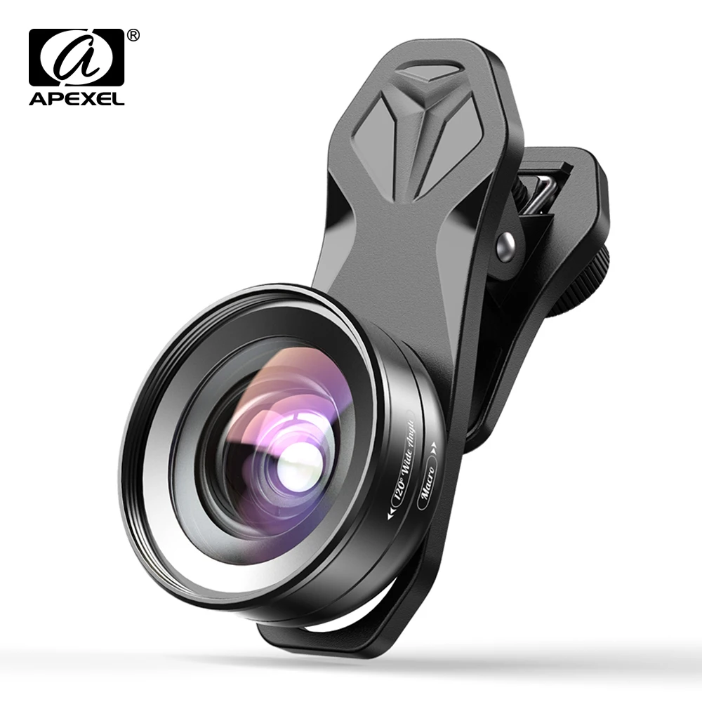 APEXEL HD Camera Phone Lens kit 120 degree 4K Wide angle 10x macro lens +CPL star filter for iPhonex Samsung s9 all smartphones