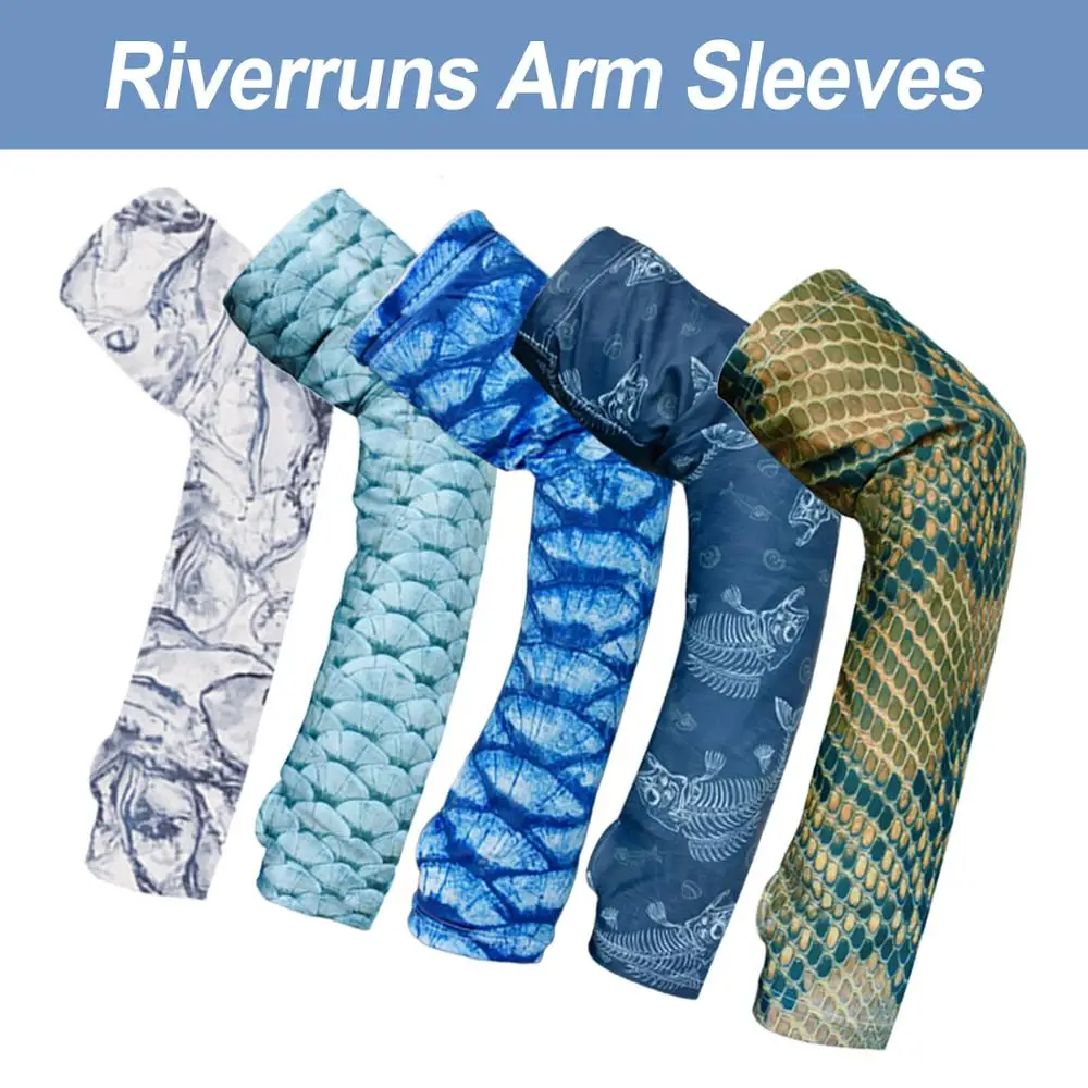 Riverruns UPF 50+ Sun Protection Arm Sleeves and Headscarve for Men and Women Fishing, Basketball, Running, Cycling, Football