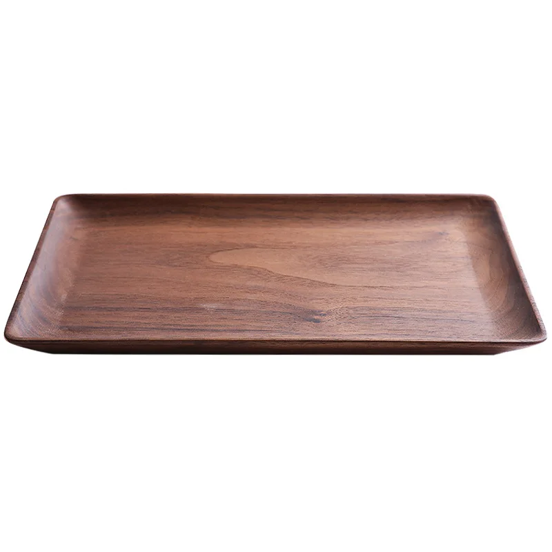 Amgoth Walnut Wood Serving Tray Square Rectangle Tea Coffee Snacks Tray Breakfast Sushi Dessert Cake Plate Hotel Home