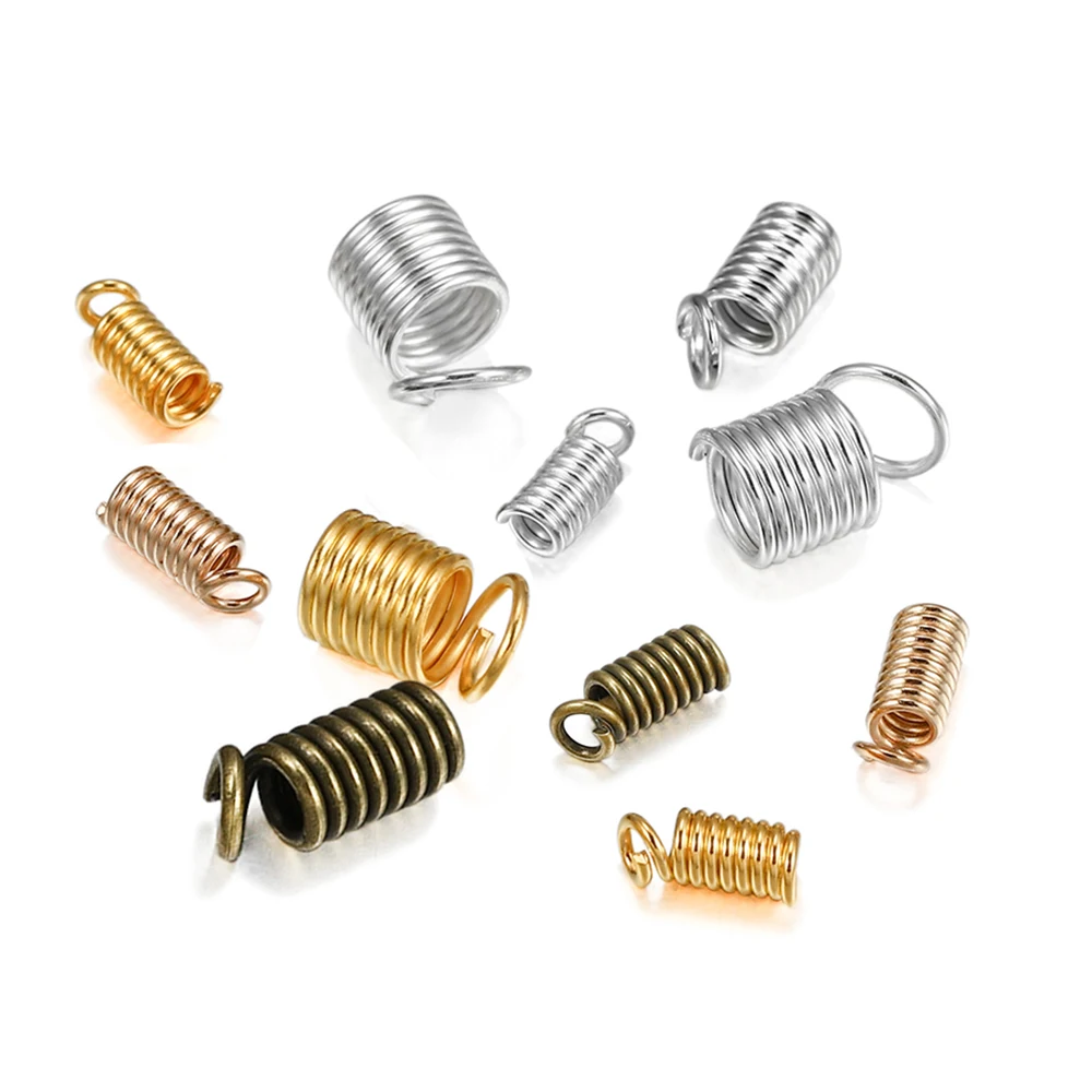 100pcs/lot Metal Spring Crimp Clasps Leather Ends Fastener End Caps Connectors For DIY Bracelet Necklace Jewelry Making Supplies