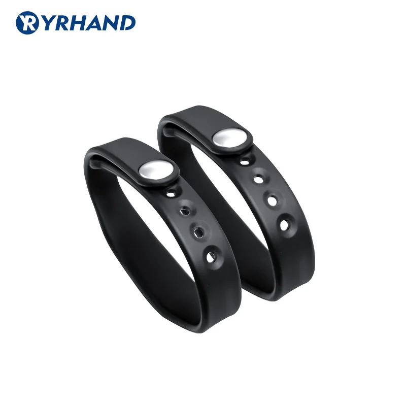 2pcs 13.56Mhz RFID IC Card Black Smart Wristbands Bracelets for rfid door locks