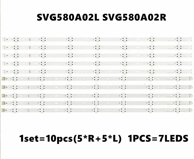 

1set=10pcs SVG580A02L SVG580A02R VIZIO REPLACEMENT LED BACKLIGHT STRIPS VIZIO D58U-D3 LFTITSAR SVG580A02L_7LED_REV02_150507