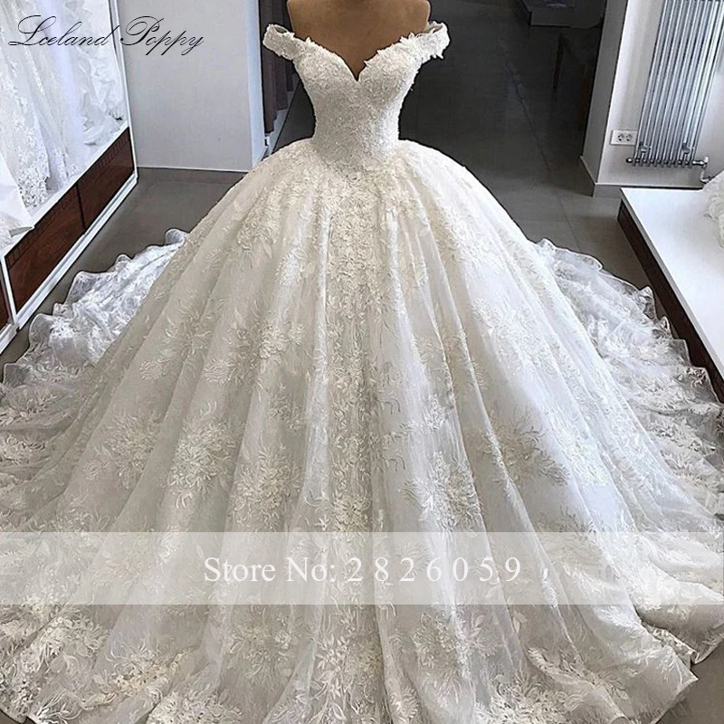 Lceland-Vestido de Novia con encaje de amapola, traje de boda con hombros descubiertos, con cuentas, largo hasta el suelo