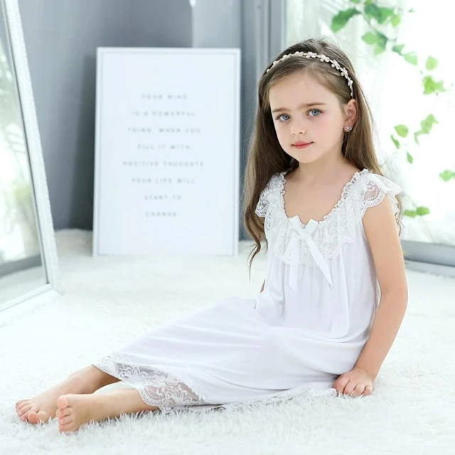 Vintage Lace Girls Nightgowns Girls White Cotton Nightdress Summer Children s Aliexpress