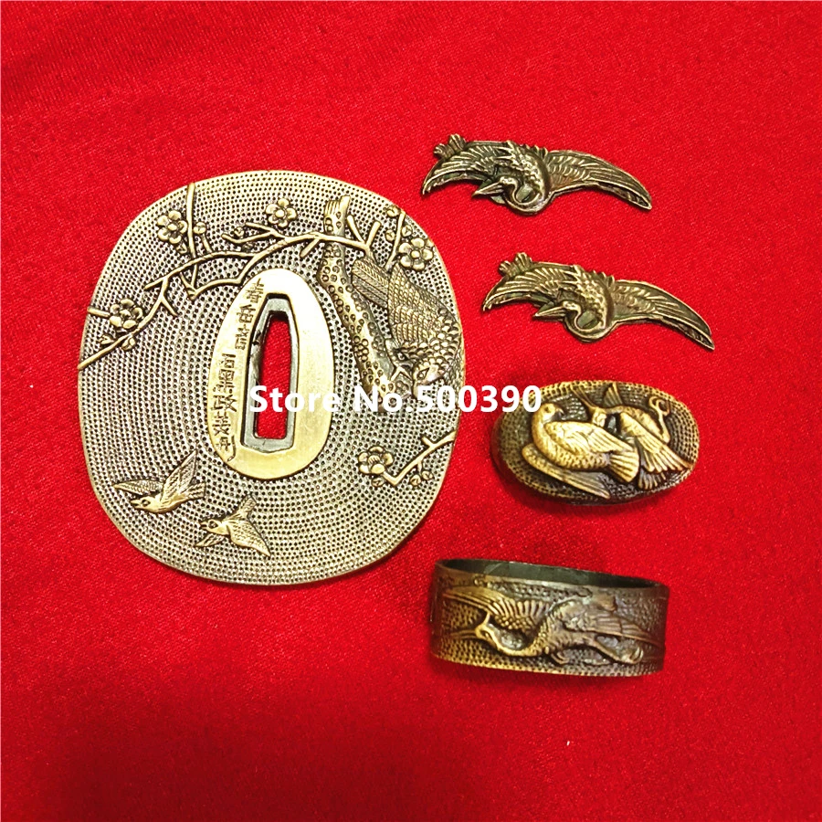 Nice Strong Alloy Bird Guard Tsuba Menuki Fuchi Kashira For Japanese Sword Samurai Katana Japan Wakizashi Sword