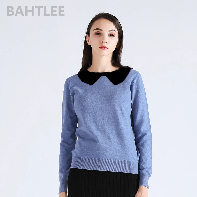 BAHTLEE-Women's Wool Sweater, Long Sleeves, Knitted Jumper, Warm Pullovers, Spring, Autumn