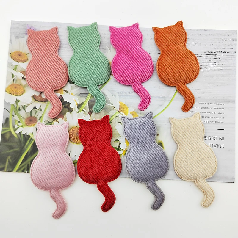42Pcs/Lot 3*6CM Cat Shape Padded  Applique For Handmade Clothes Hat Sewing Supplies DIY Hairpin Hair Band Accessories