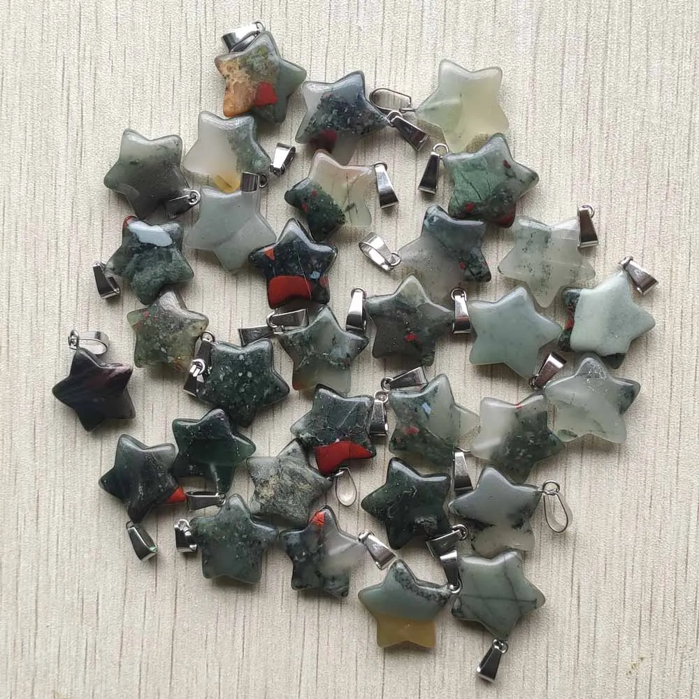 

Wholesale 24pcs/lot new fashion natural Bloodstone five star charms pendants for diy jewelry making free shipping