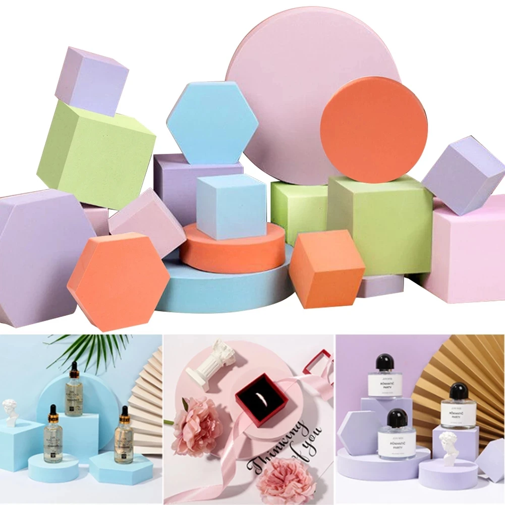 INS Photography Cube Photo Props Foam Geometric Cube Shooting Props For Photography Backdrops Light Pink Purple Colo